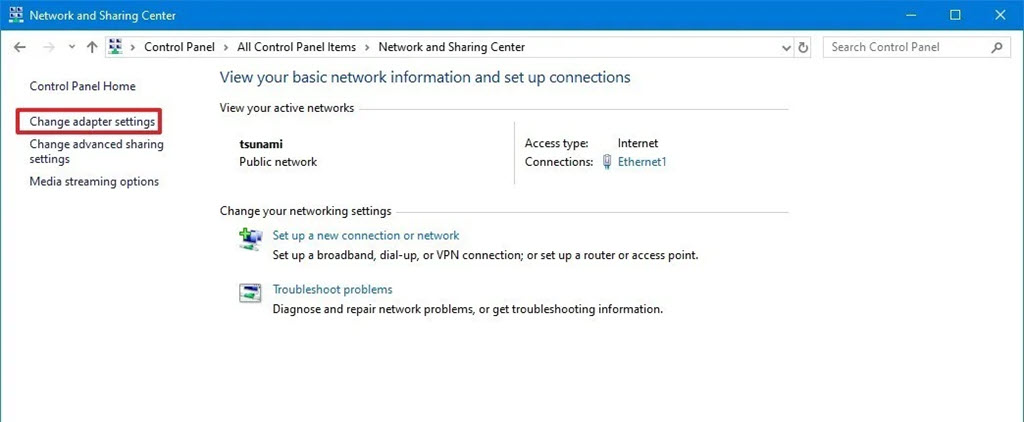 change adapter setting - آموزش تحلیل تکنیکال و ارزهای دیجیتال