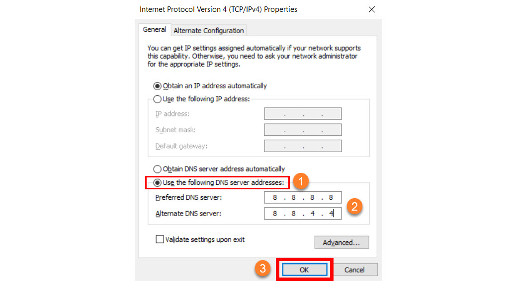 enabeling google dns in windows 10 - آموزش تحلیل تکنیکال و ارزهای دیجیتال