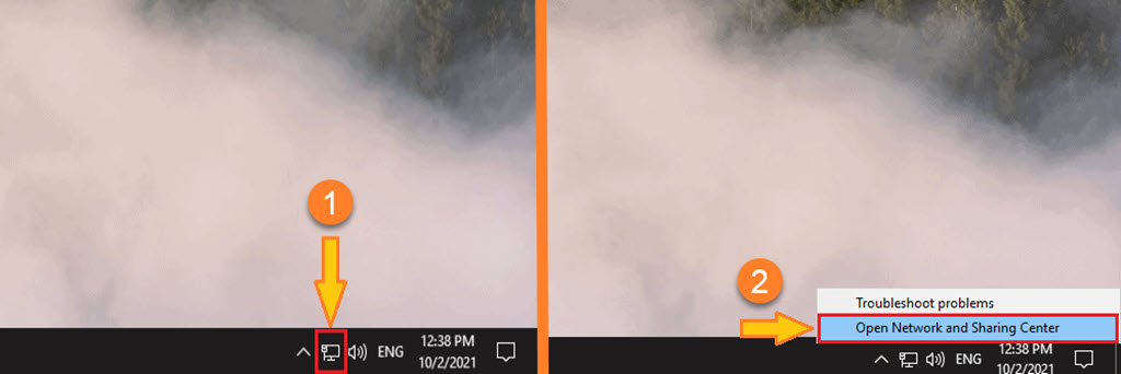 open network and sharing center from taskbar - آموزش تحلیل تکنیکال و ارزهای دیجیتال